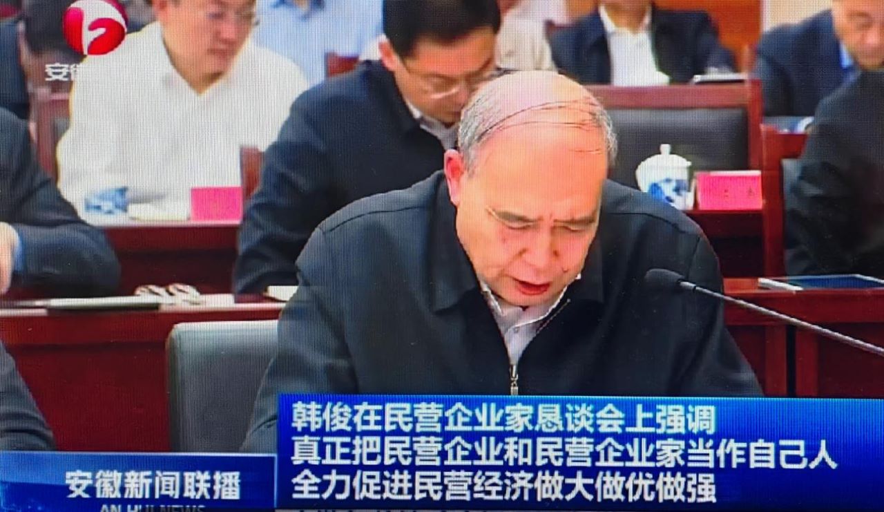 01-圖為皖南電機(jī)黨委書記、副董事長(zhǎng)管兵在作重點(diǎn)發(fā)言。（視頻截圖）